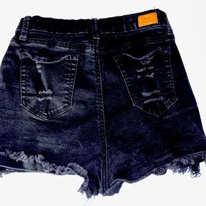 Black Jean High Waisted Button Shorts